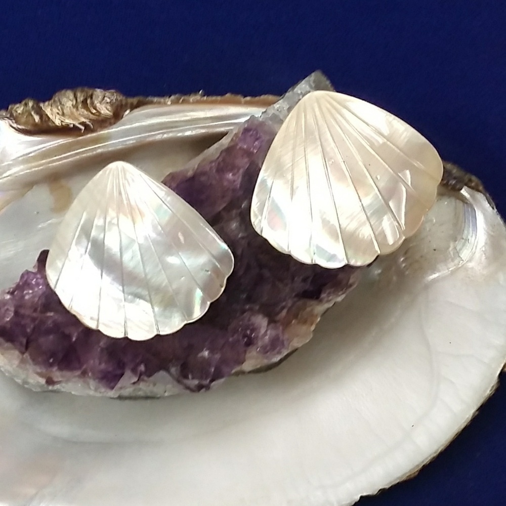 Hand Carved genuine Mother of Pearl Earrings
